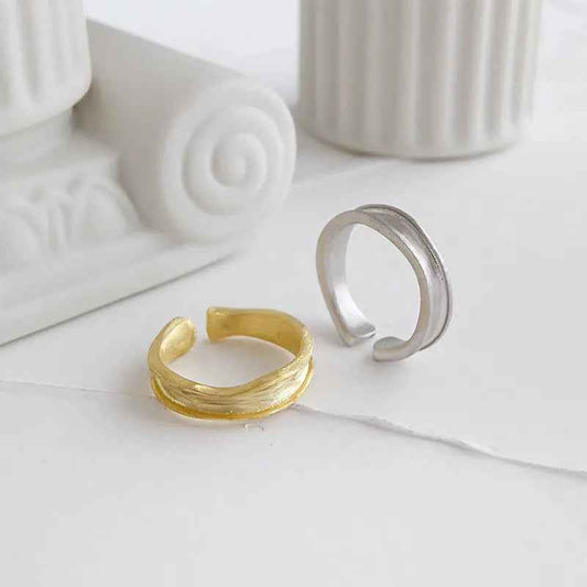 Athena's Matte Brushed Silver Statement Ring