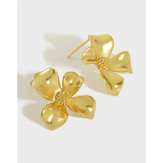 Simple Silver Flower Stud Earrings