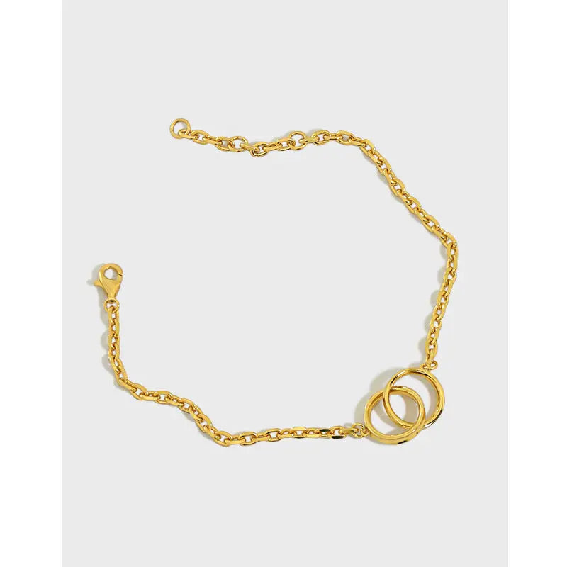 CASSANDRA'S DOUBLE CIRCLE RING SILVER BRACELET - OPHRASTUDIO