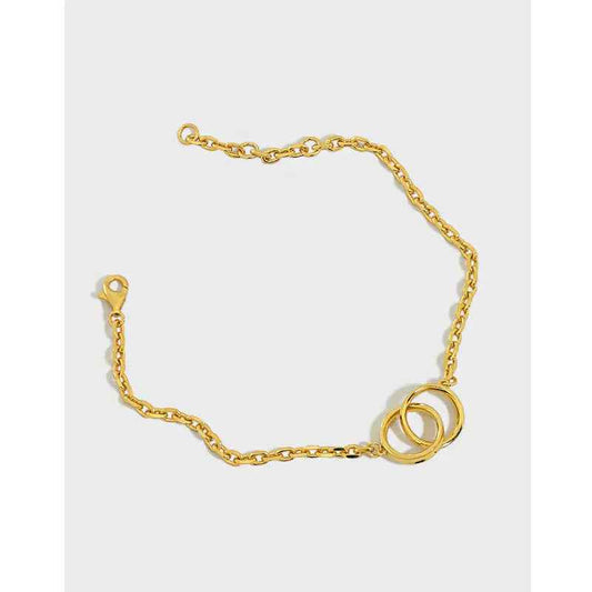 Cassandra's Double Circle Ring Silver Chain Bracelet