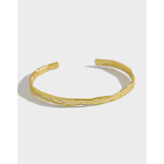 Aurora's Whisper Golden Foil Silver Cuff Bracelet
