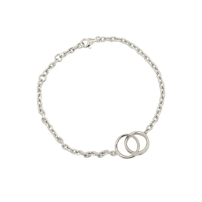 CASSANDRA'S DOUBLE CIRCLE RING SILVER BRACELET - OPHRASTUDIO