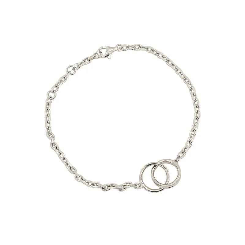Cassandra's Double Circle Ring Silver Chain Bracelet