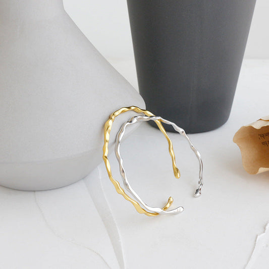 Hammer Texture Silver Cuff Bracelet