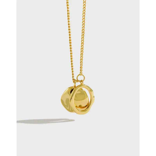 Irregular Geometric Ring Silver Pendant Necklace