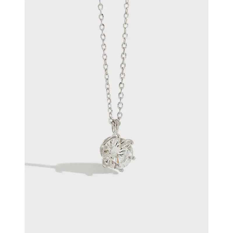 Diana's Single Zircon Silver Pendant Necklace
