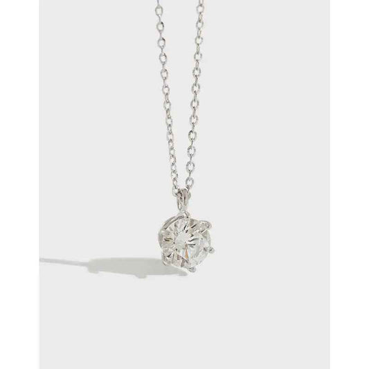Diana's Single Zircon Silver Pendant Necklace