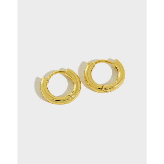 Luna's Minimalist Geometric Silver Huggie Earrings
