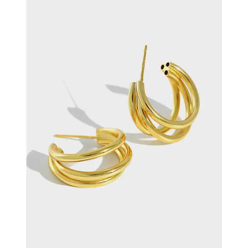 Golden Fusion Silver Hoop Earrings