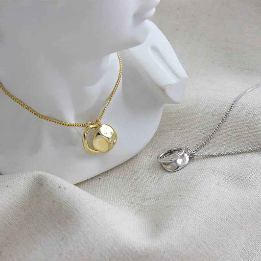Irregular Geometric Ring Silver Pendant Necklace