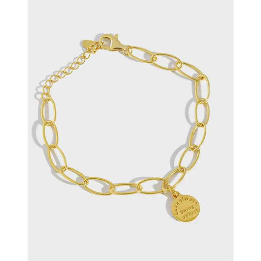 Eleanor's Round Plate Silver Chain Bracelet