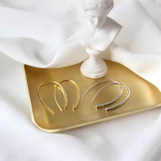 Athena's U-Shaped Silver Drop Earrings