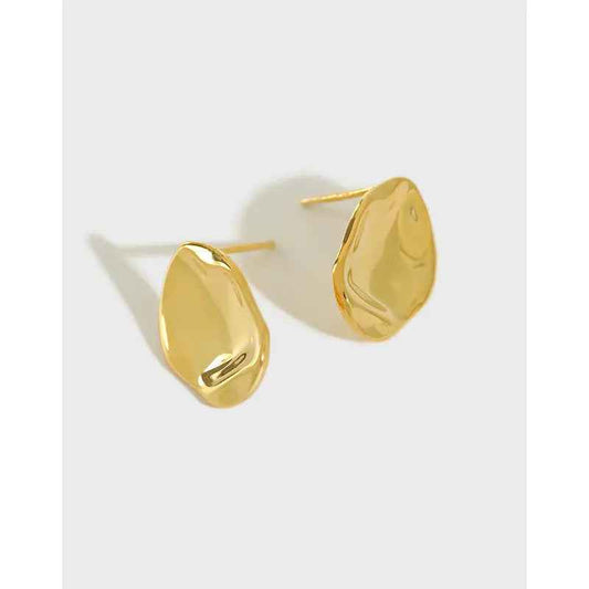 Golden Rhapsody Silver Stud Earrings