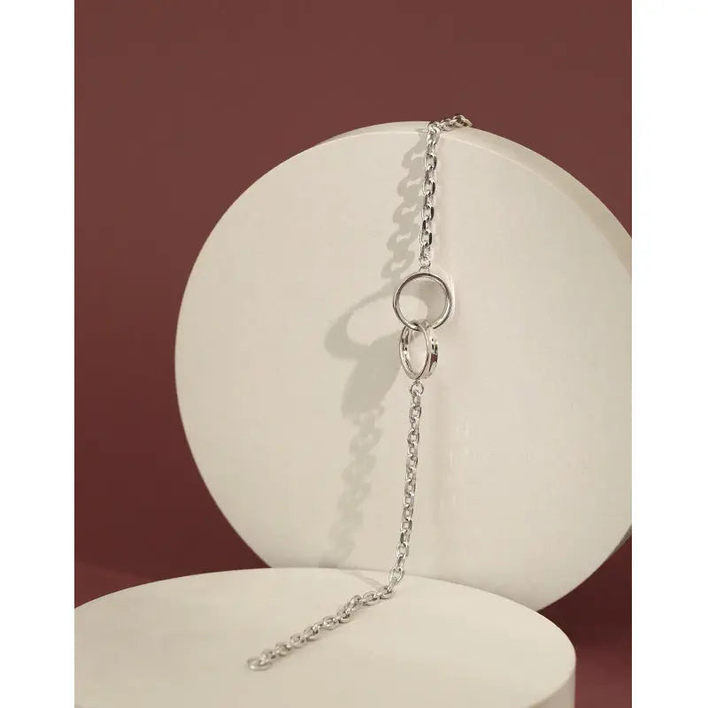 CASSANDRA'S DOUBLE CIRCLE RING SILVER BRACELET - OPHRASTUDIO