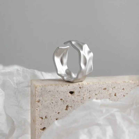 Gaia's Concave-Convex Matte Silver Statement Ring