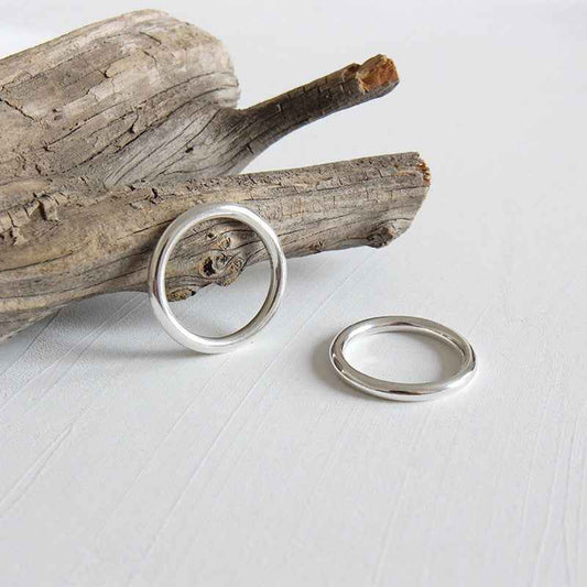 Minimalist Smooth Silver Stacking Ring