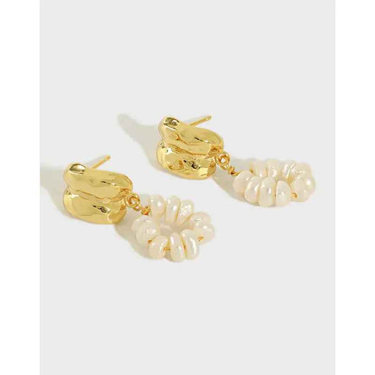 Baroque Pearl Brilliance Silver Drop Earrings