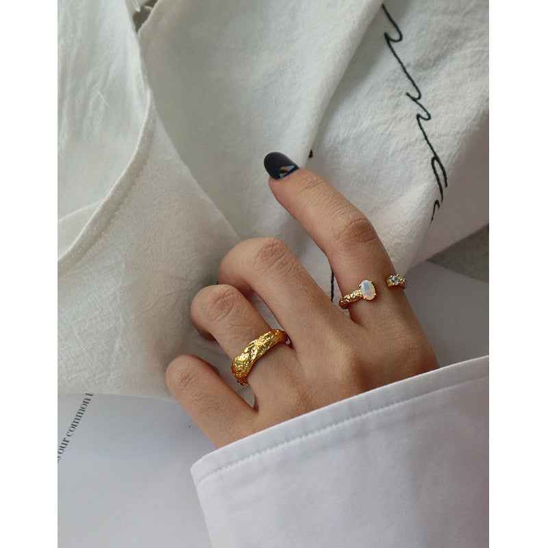 Lumina Opal Stone Silver Statement Ring