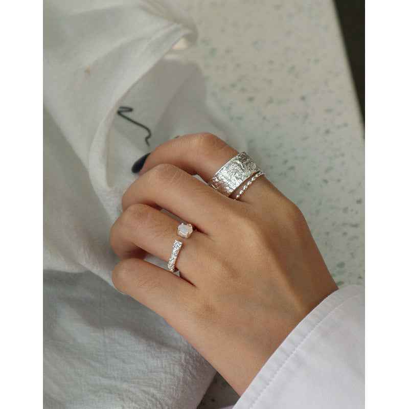 Lumina Opal Stone Silver Statement Ring