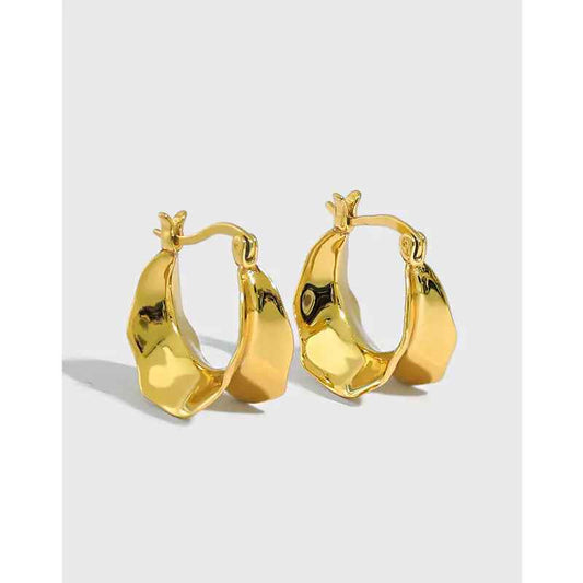 Concave-Convex Surface Silver Hoop Earrings