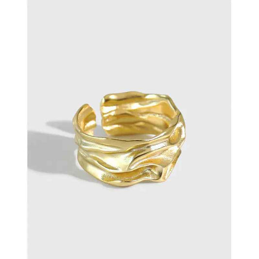 Nereid's Pleated Texture Silver Statement Ring