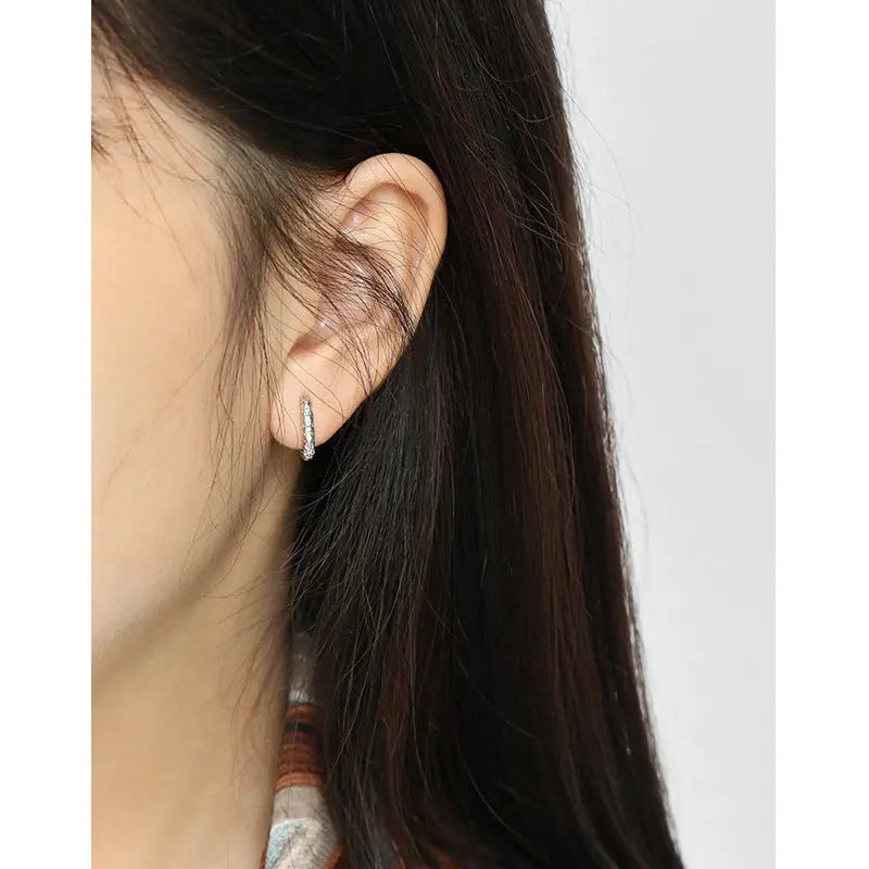 OVAL TEXTURED STERLING SILVER EARRINGS - OPHRASTUDIO