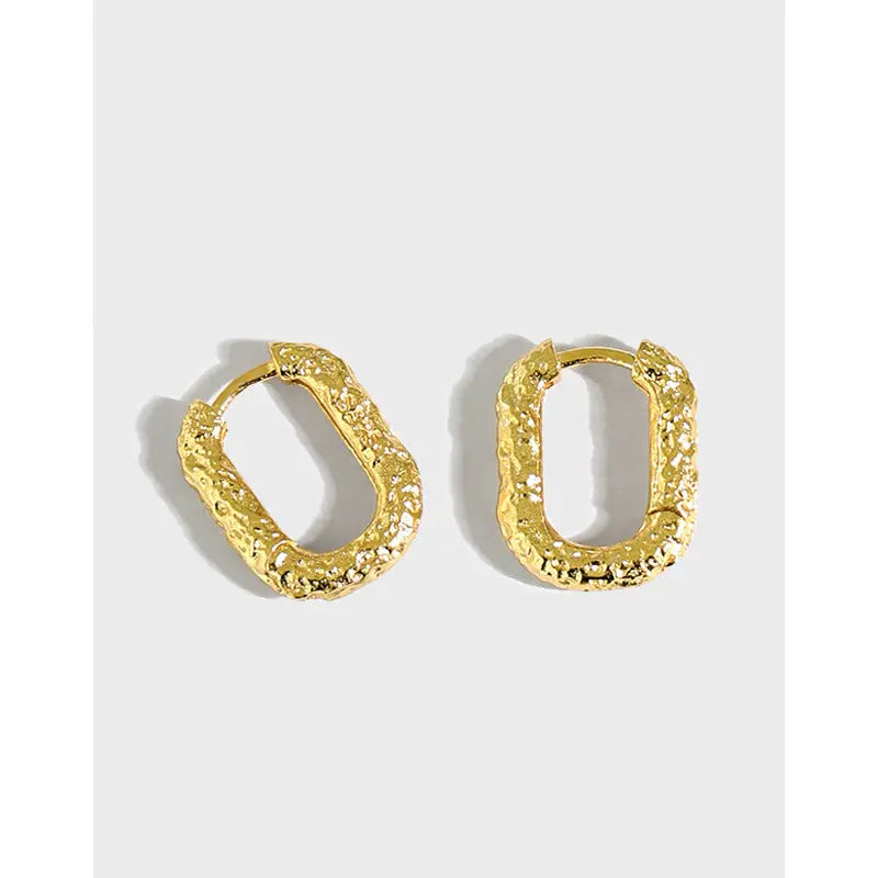 OVAL TEXTURED STERLING SILVER EARRINGS - OPHRASTUDIO