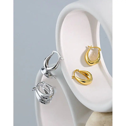 U-Shaped Temperament Silver Huggie Earrings