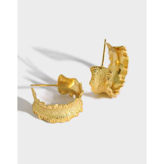 Wavy Sand Silver Hoop Earrings