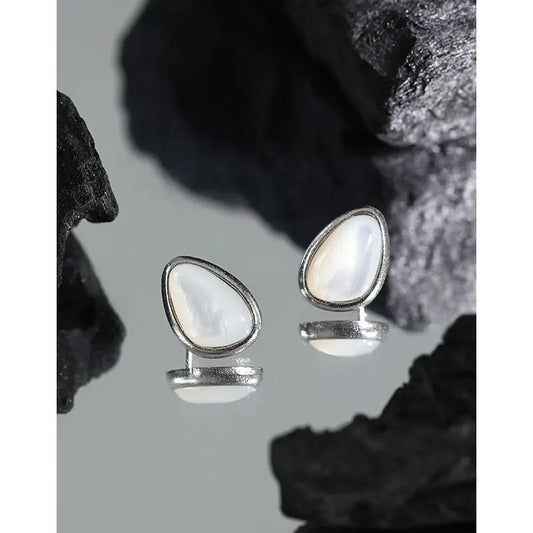 Enchanting Shimmer Silver Stud Earrings