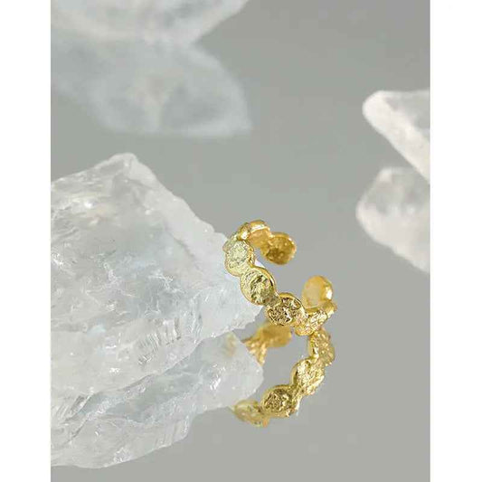 AURELIA'S TINFOIL GEOMETRIC ROUND SILVER RING - OPHRASTUDIO