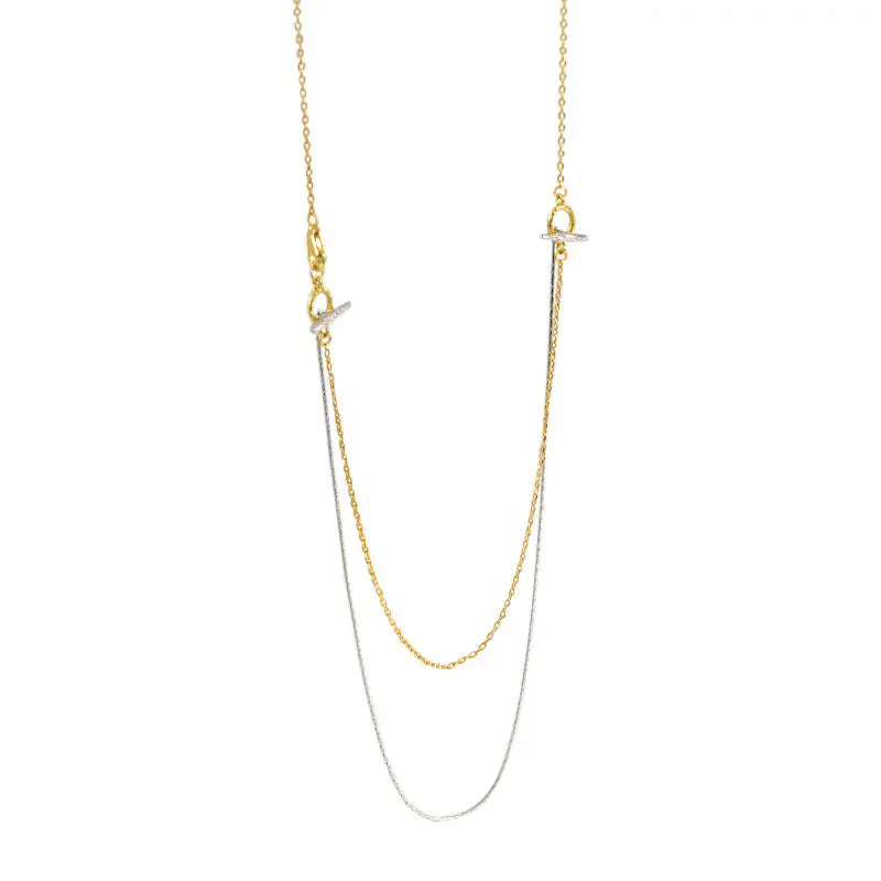 FREYA'S CONTRASTING COLOR DOUBLE SILVER NECKLACE - OPHRASTUDIO