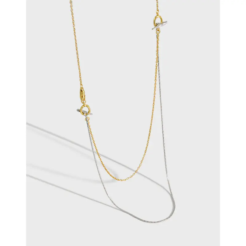 FREYA'S CONTRASTING COLOR DOUBLE SILVER NECKLACE - OPHRASTUDIO