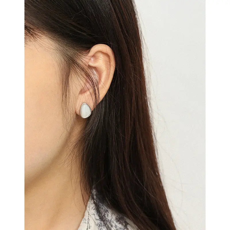 Enchanting Shimmer Silver Stud Earrings