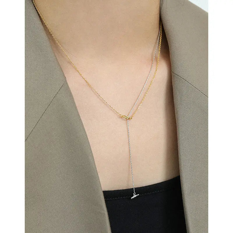 FREYA'S CONTRASTING COLOR DOUBLE SILVER NECKLACE - OPHRASTUDIO