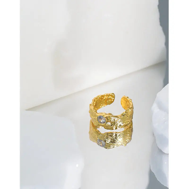 SELENE'S SINGLE ZIRCON SILVER RING - OPHRASTUDIO