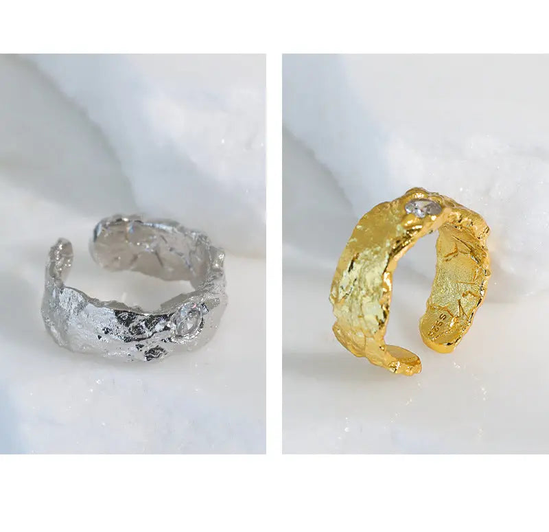 SELENE'S SINGLE ZIRCON SILVER RING - OPHRASTUDIO