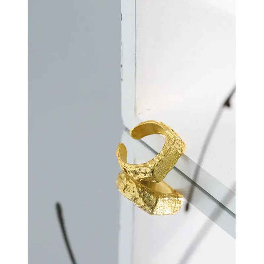 Daphne's Concave-Convex Texture Silver Signet Ring