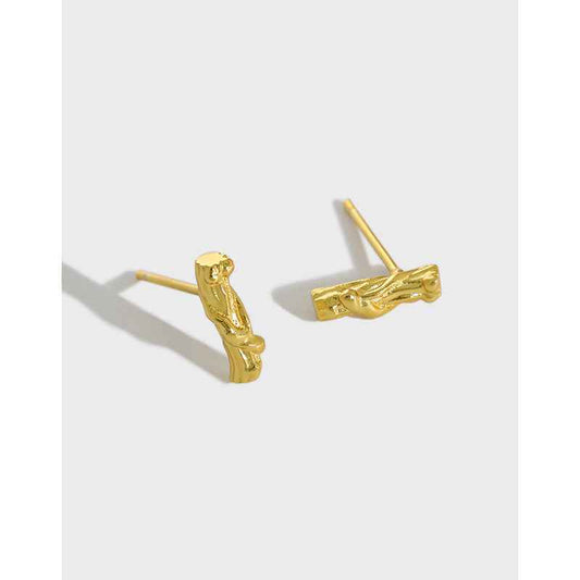 Branch Texture Silver Stud Earrings