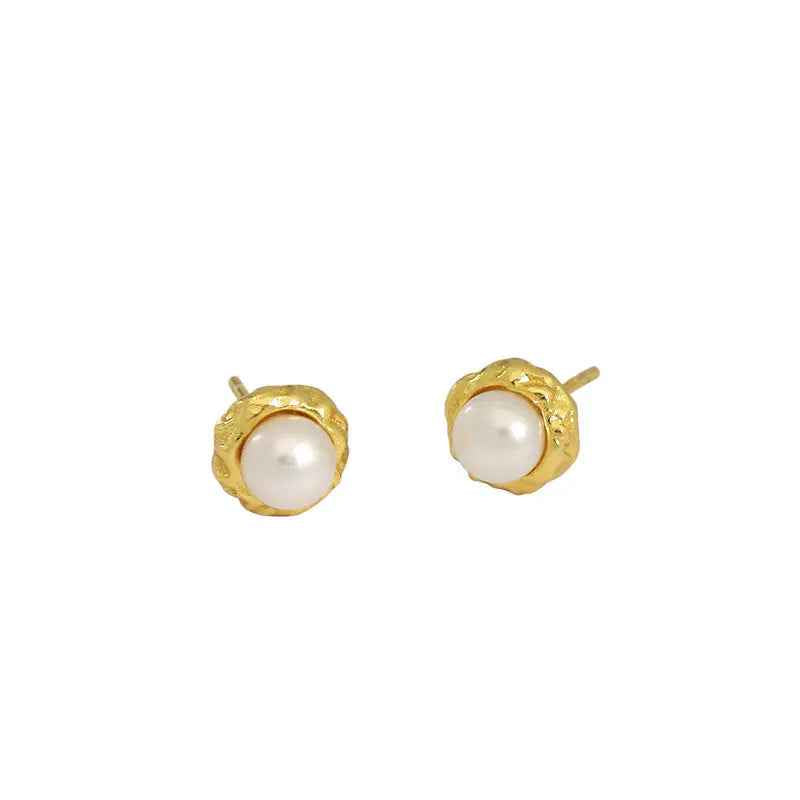Serenity Silver Pearl Stud Earrings