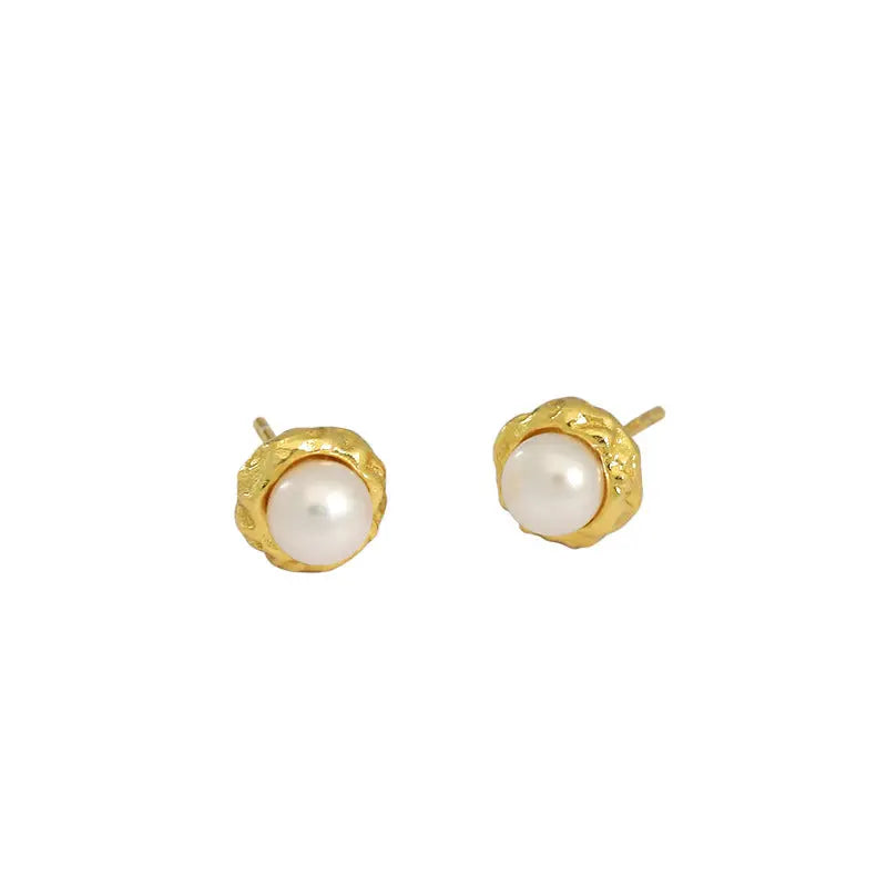 Serenity Silver Pearl Stud Earrings