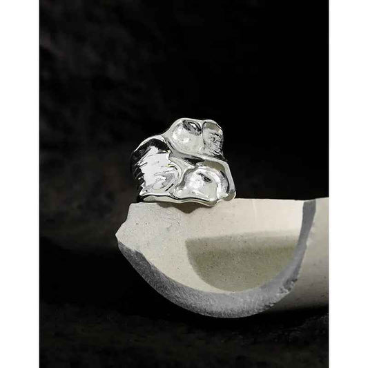 Enigmatic Ripples Silver Statement Ring