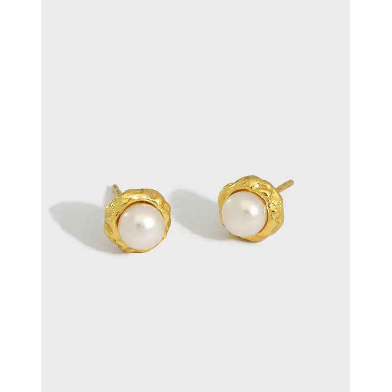 Serenity Silver Pearl Stud Earrings
