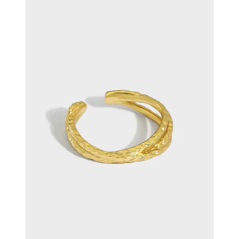 AURORA'S CROSS TEXTURE SILVER RING - OPHRASTUDIO