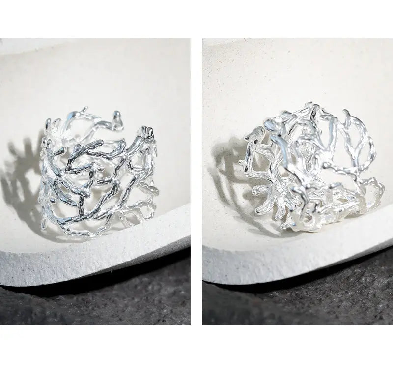 SYLVIA'S BRANCH TEXTURE SILVER RING - OPHRASTUDIO