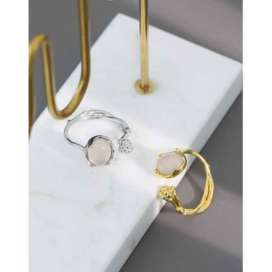Blooming Agate Vine Silver Statement Ring