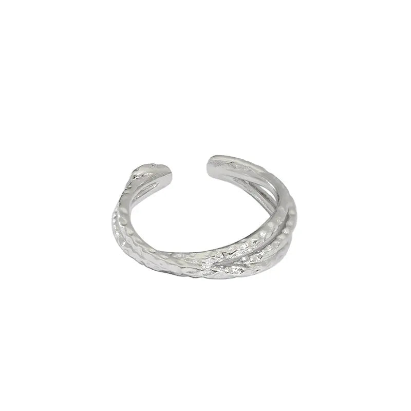 AURORA'S CROSS TEXTURE SILVER RING - OPHRASTUDIO