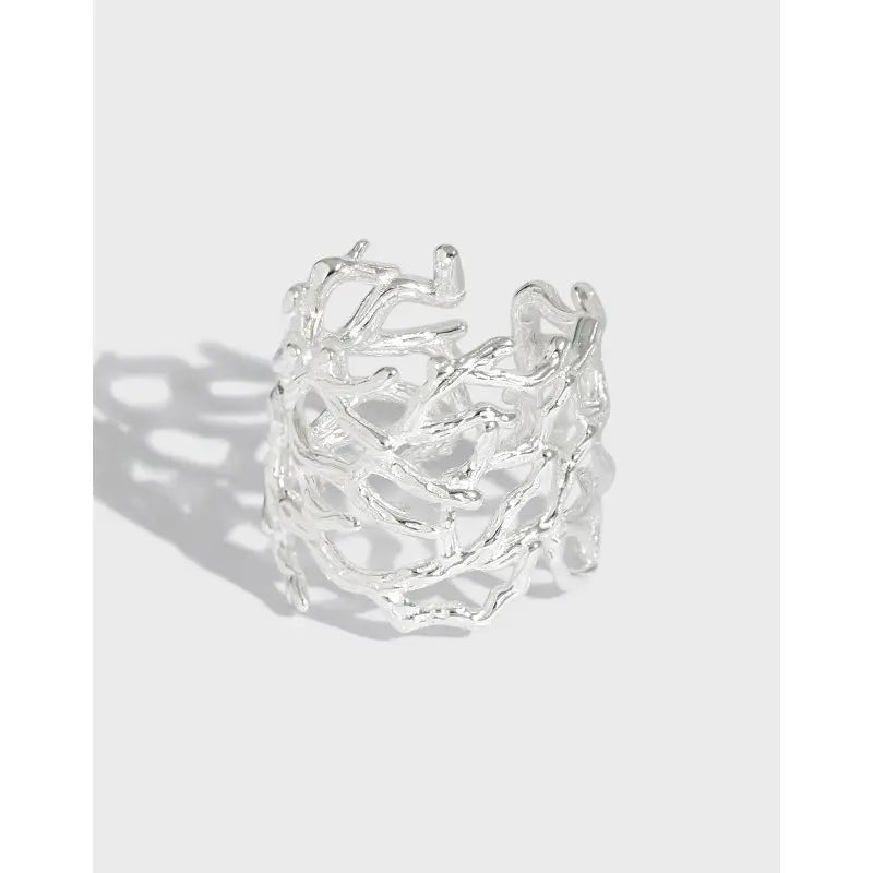 SYLVIA'S BRANCH TEXTURE SILVER RING - OPHRASTUDIO