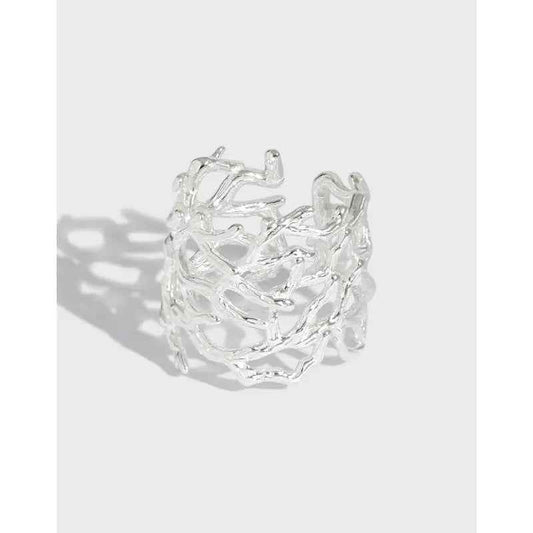Sylvia's Branch Texture Silver Statement Ring