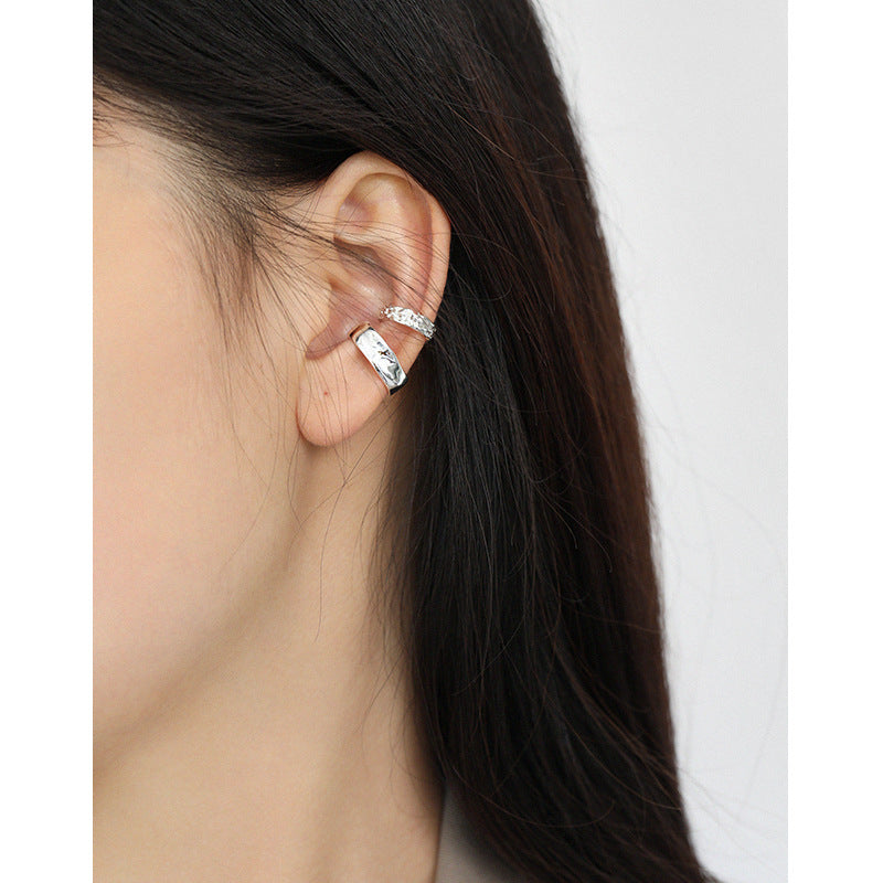 Irregular Smooth Sterling Silver Ear Cuff Earring